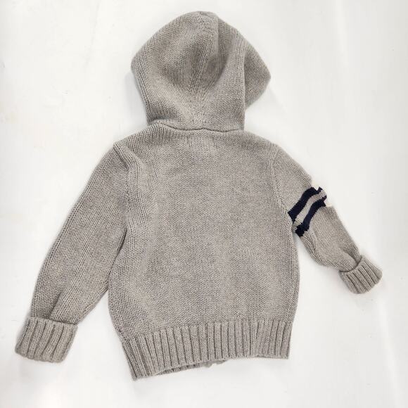 Ralph Lauren Full Zip Knit Hoodie Jumper Sweater Pony Logo Baby Boy 9M Gray Luxe - Picture 3 of 6